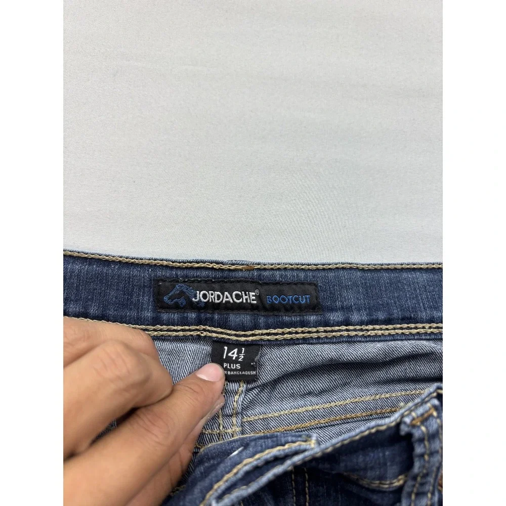 Jordache Womens Size 14 Plus Bootcut Jeans Dark Wash Stretch Denim Mid Rise